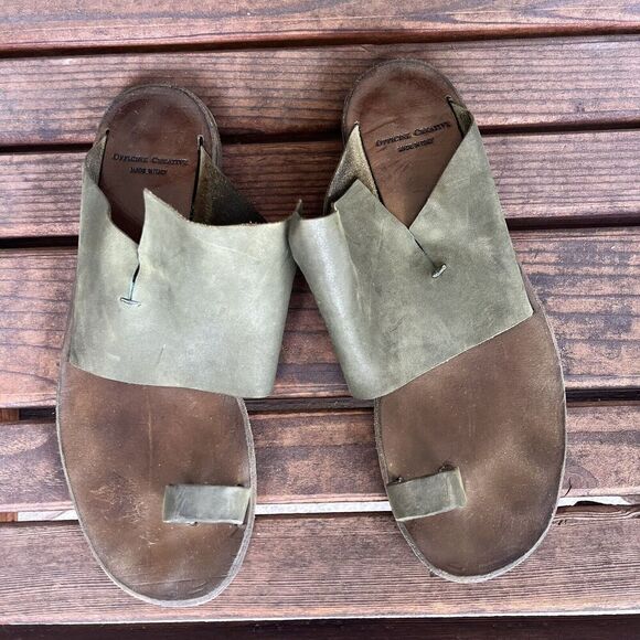Officine Creative Green Leather Toe Ring Sandals Italy Women's Size 39.5 US 9.5 - Picture 2 of 12